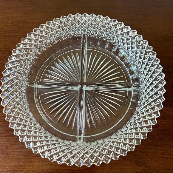 Miss American Divided Clear Glass Plate by Anchor Hocking Relish Dish Condiment - Picture 9 of 11